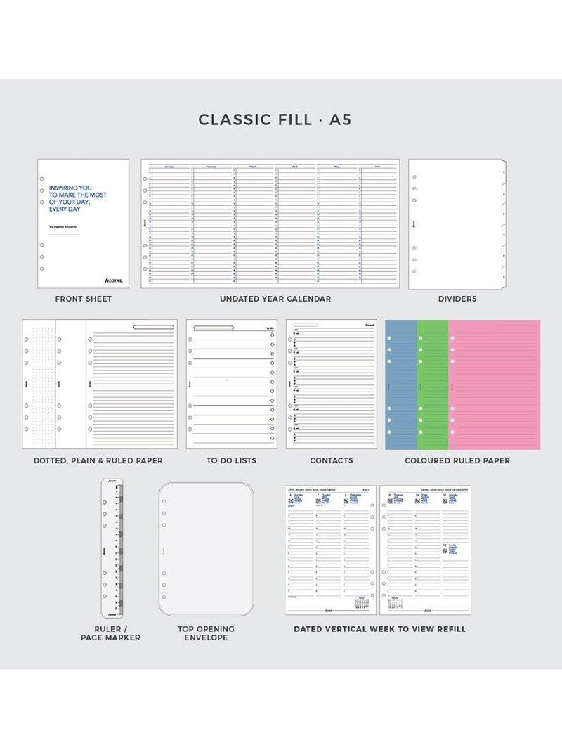 Filofax A5 leather personal organiser, imported from the UK