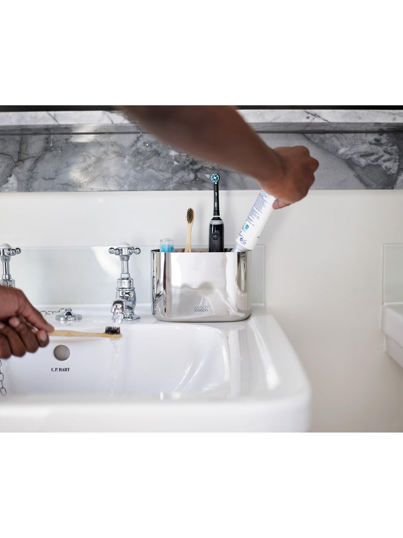 Joseph Joseph large toothbrush caddy stainless steel, UK version