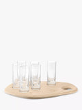 LSA International shot glasses on ash wood board, imported from the UK