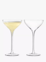 John Lewis LSA International Savoy Glass Champagne Saucers, 250ml, Set of 2, Clear- Buy online at McGrocer