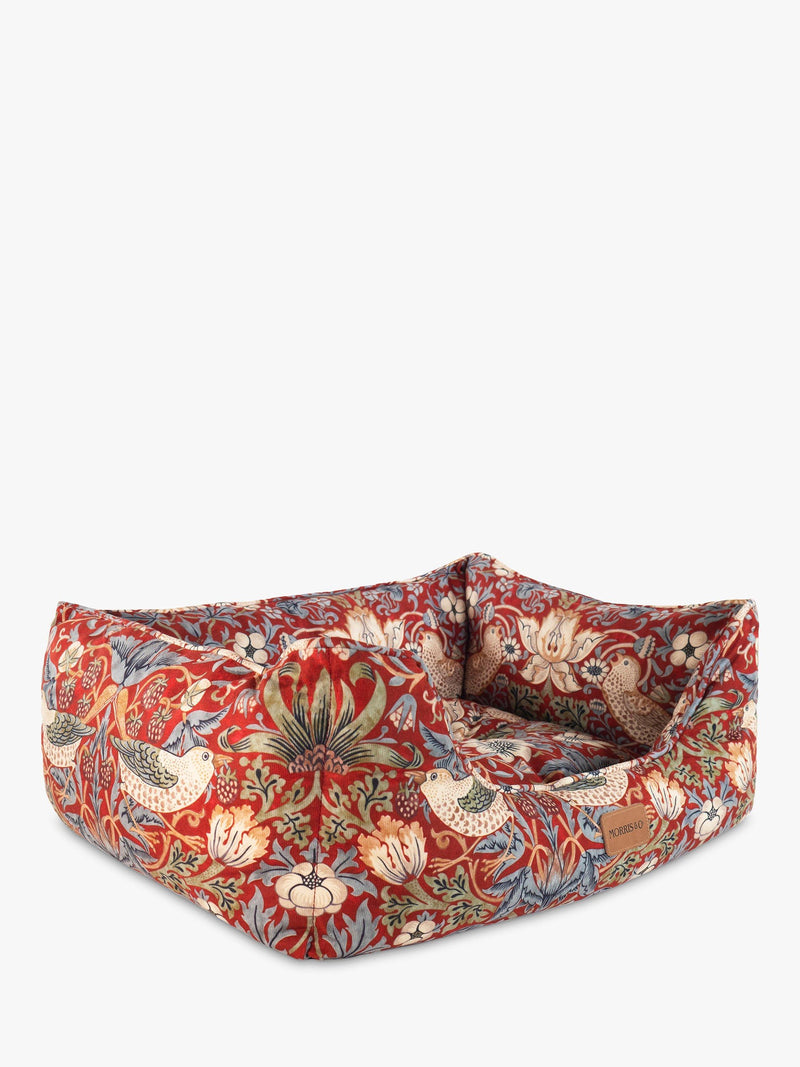 Morris & Co. strawberry thief dog bed red, imported from the UK