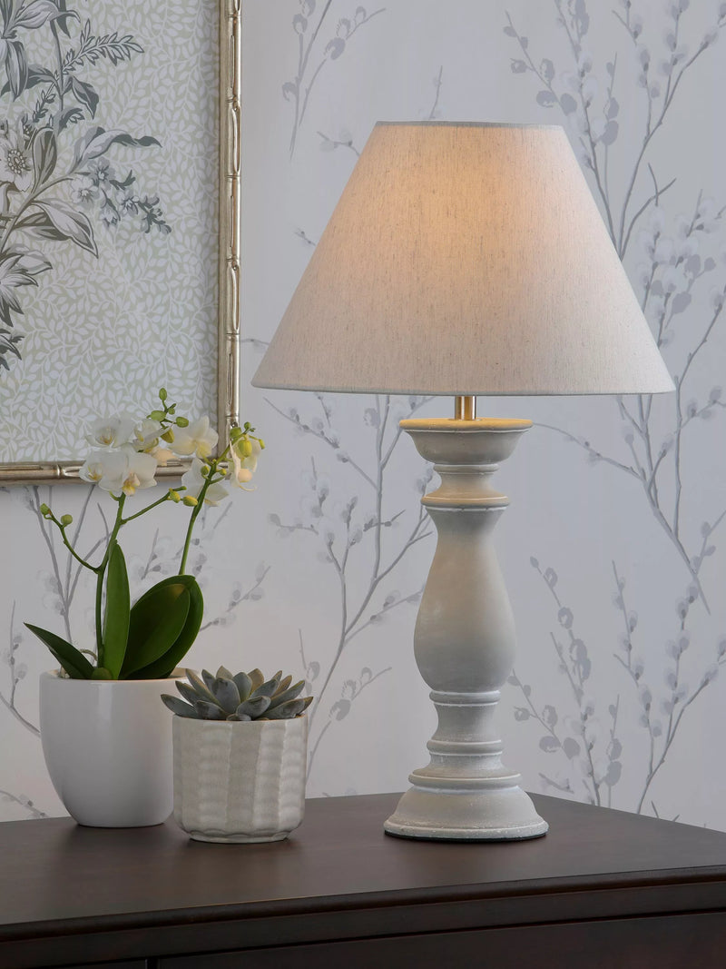 Laura Ashley Chedworth table lamp concrete base linen shade, UK version