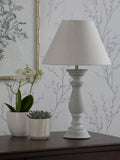 Laura Ashley Chedworth table lamp concrete base linen shade, UK version