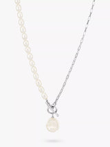 John Lewis Dower & Hall Luna Keshi Pearl and Chain Necklace, Silver/White- Buy online at McGrocer
