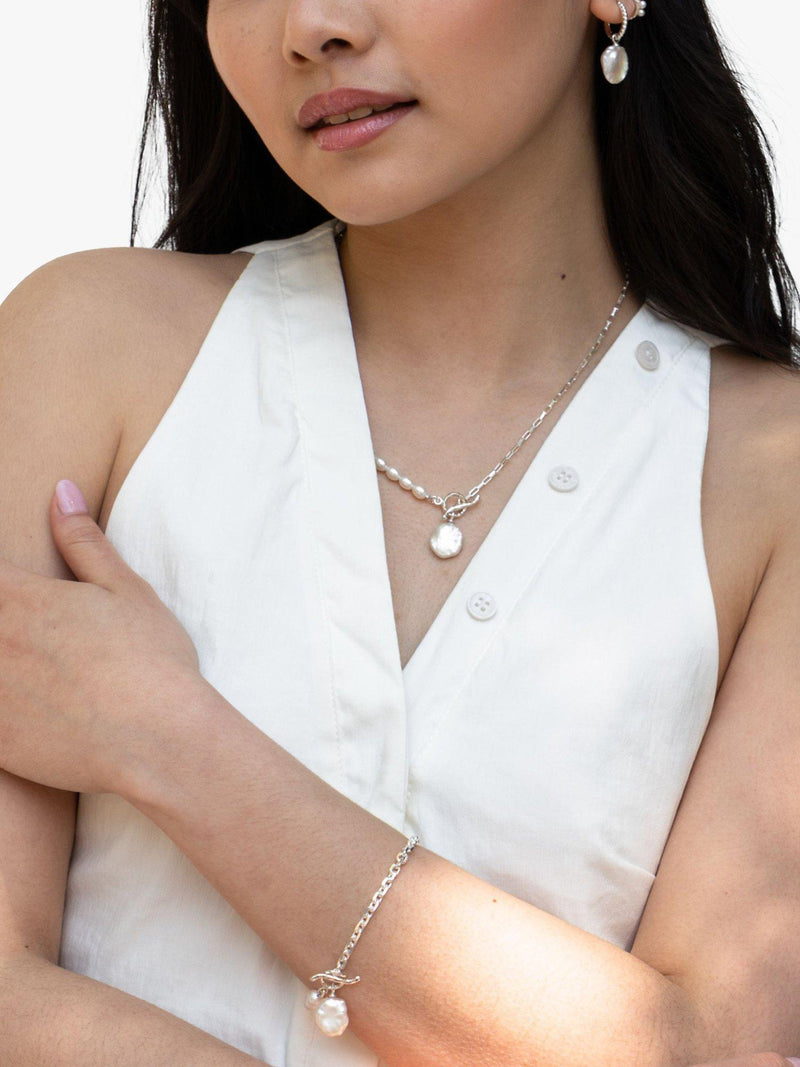 Dower & Hall keshi pearl necklace silver white - British product