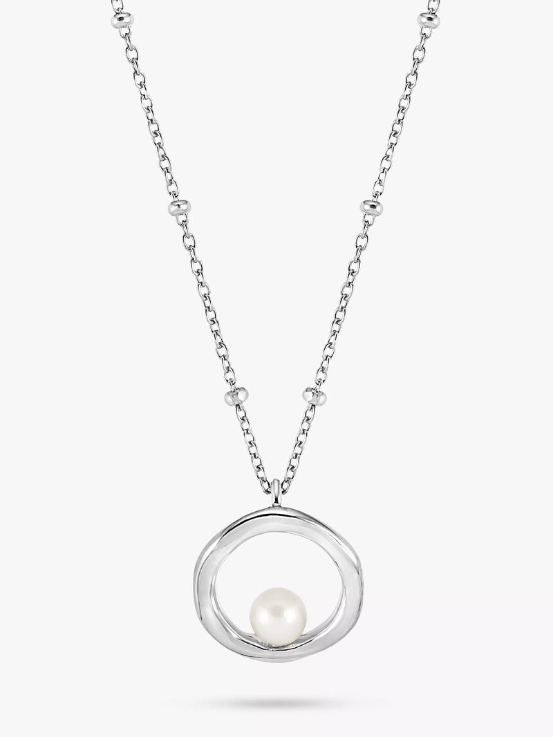 Dower & Hall Freshwater Pearl Open Circle Beaded Pendant Necklace 40cm