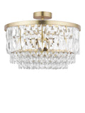 Laura Ashley Rhosill semi flush ceiling light in antique brass finish, UK version
