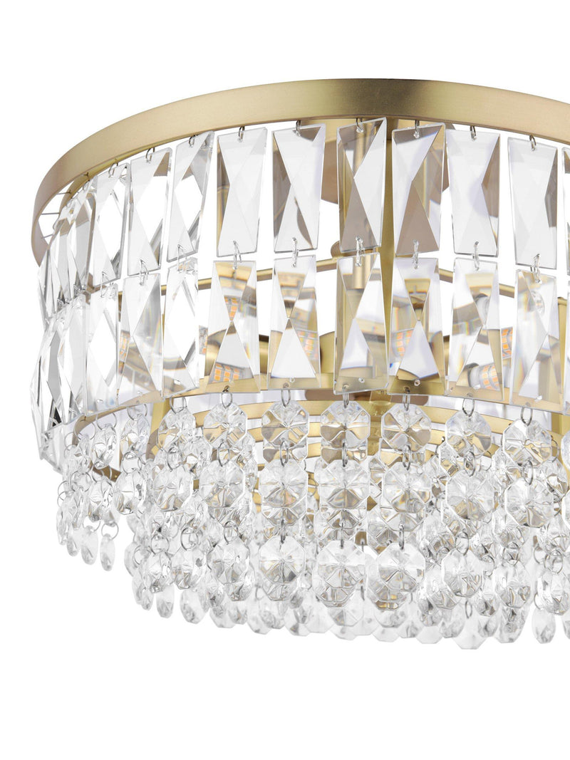 Laura Ashley Rhosill semi flush ceiling light in antique brass finish, UK version