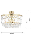 Laura Ashley Rhosill semi flush ceiling light in antique brass finish, UK version