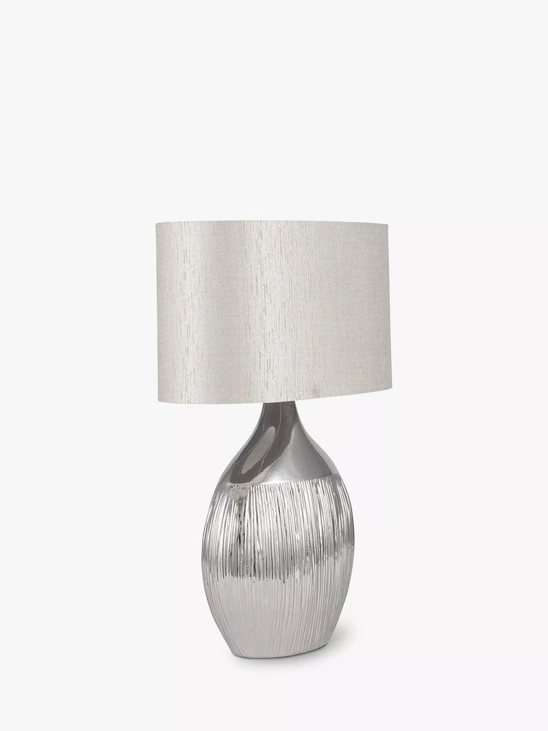 Pacific Gemini silver textured table lamp - British product
