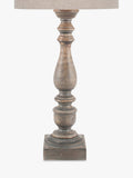 Pacific Ailia mango wood table lamp with grey wash finish and linen shade (British brand)