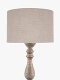 Pacific Ailia mango wood table lamp with grey wash finish and linen shade (British brand)