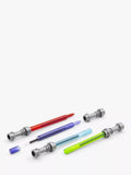 Set of 4 LEGO gel pens with red, blue, green, and purple ink, UK version