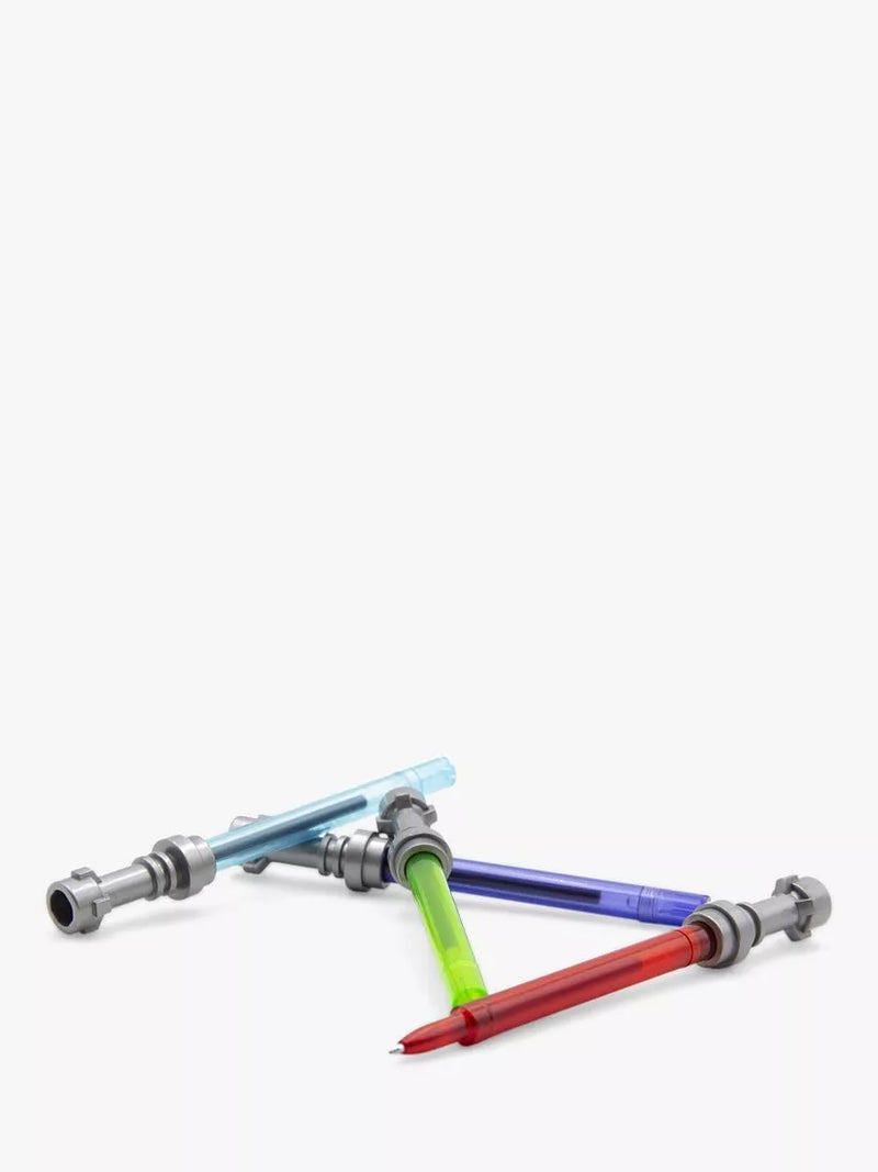 Set of 4 LEGO gel pens with red, blue, green, and purple ink, UK version