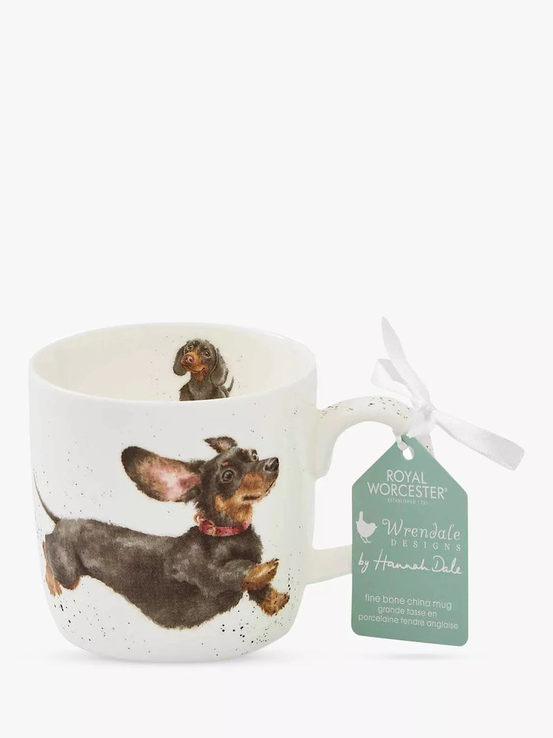 Wrendale Designs That Friday Feeling Dachshund fine bone china mug 310ml - British product