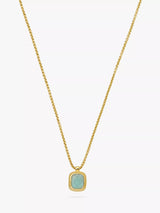 John Lewis Estella Bartlett Gemstone Square Pendant Necklace in Gold with Amazonite- Buy online at McGrocer