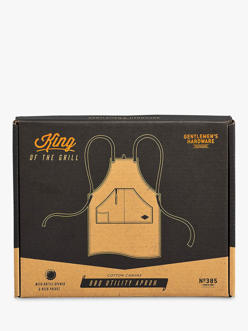 Gentlemen's Hardware BBQ apron gift set with bottle opener - British product