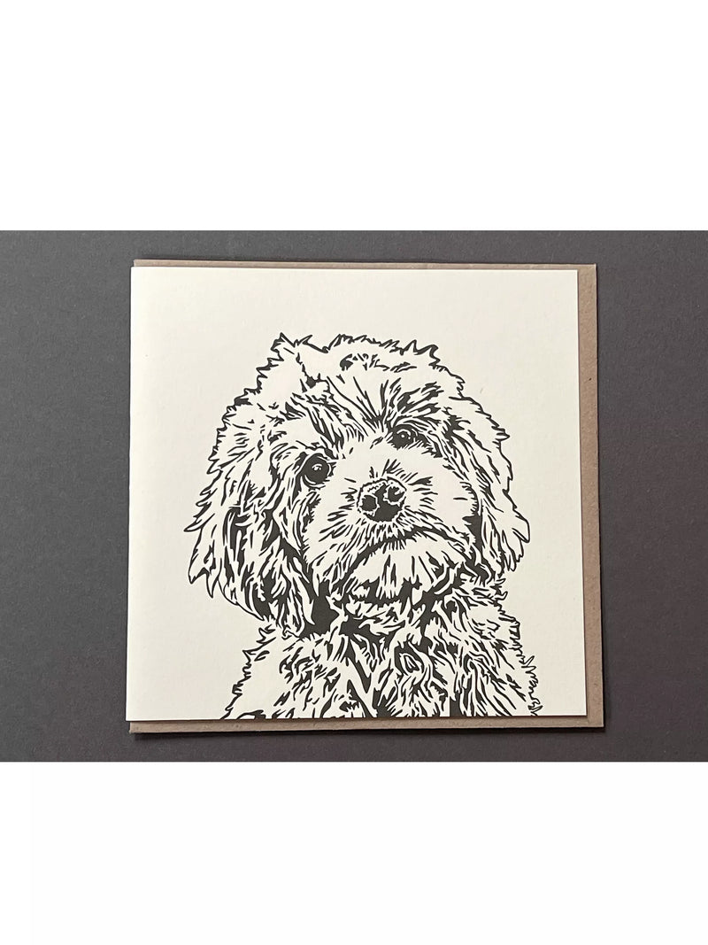 Penguin Ink Cockapoo blank card with brown envelope, UK version