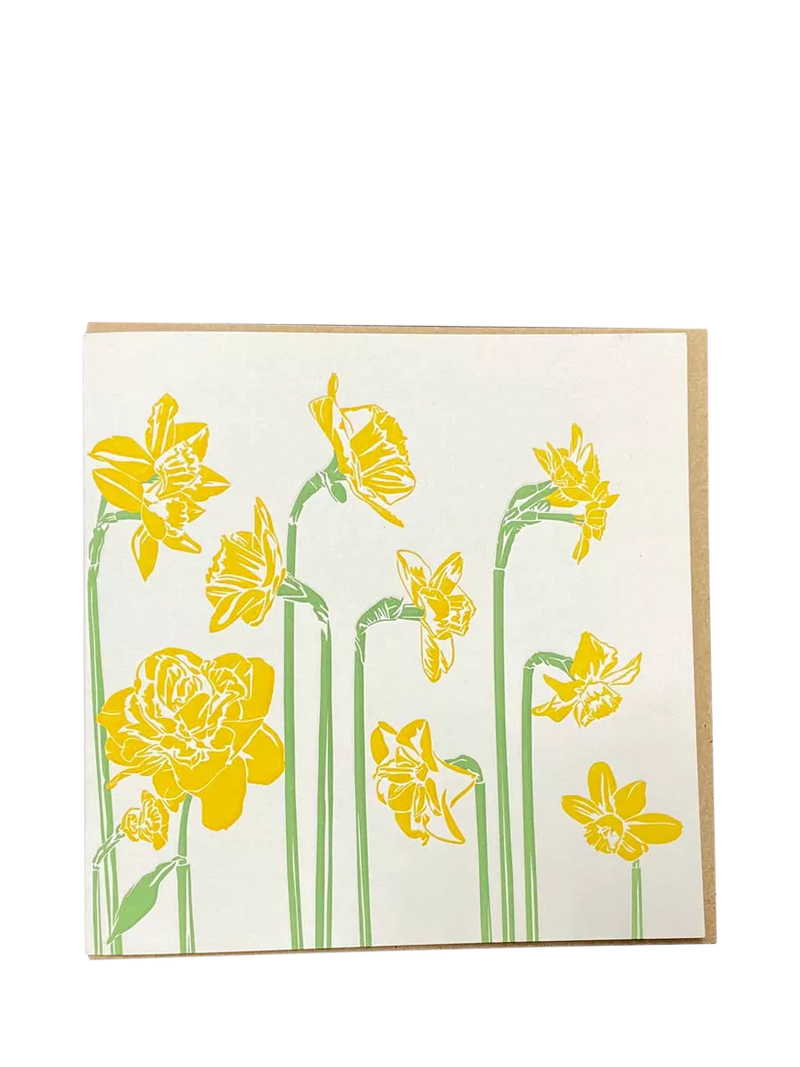 Penguin Ink daffodils blank greeting card (British brand)