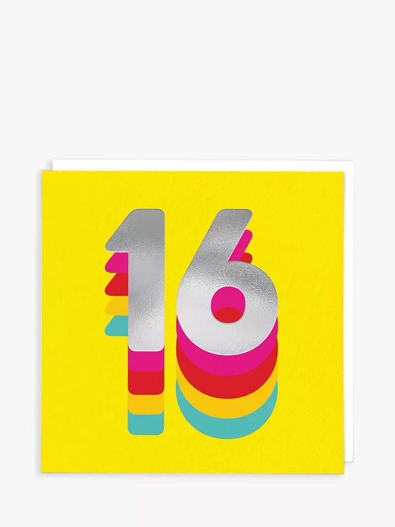 Redback Cards rainbow 16th birthday card (British brand)