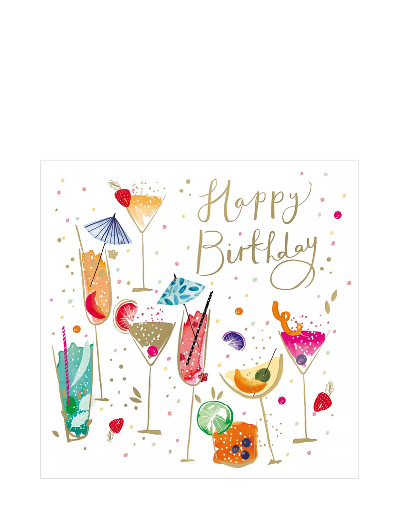 Woodmansterne colourful cocktails birthday card, imported from the UK