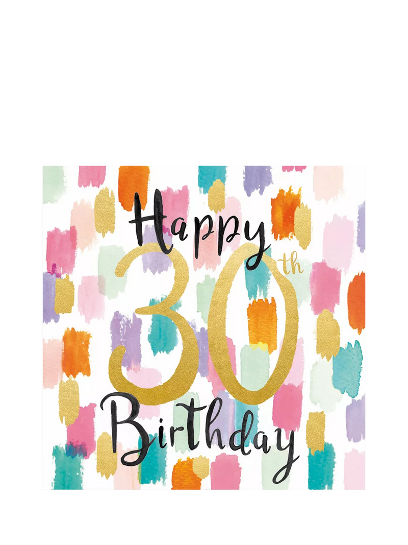 Woodmansterne colourful brushstrokes 30th birthday card - British product