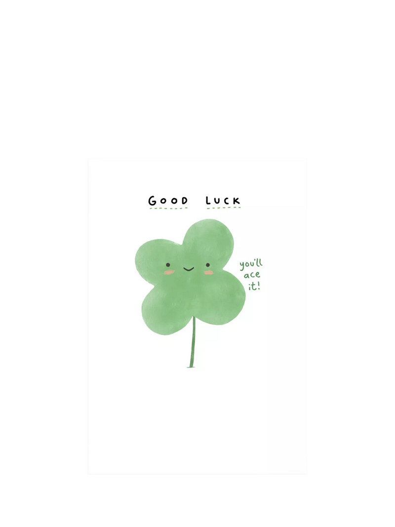 Woodmansterne Four Leaf Clover Good Luck Card, imported from the UK