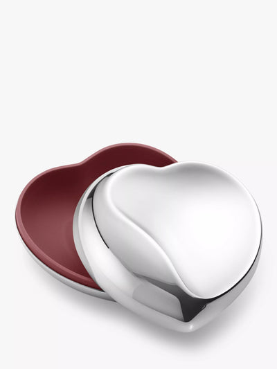 John Lewis Georg Jensen Heart Stainless Steel Trinket Dish, Silver/Red- Buy online at McGrocer