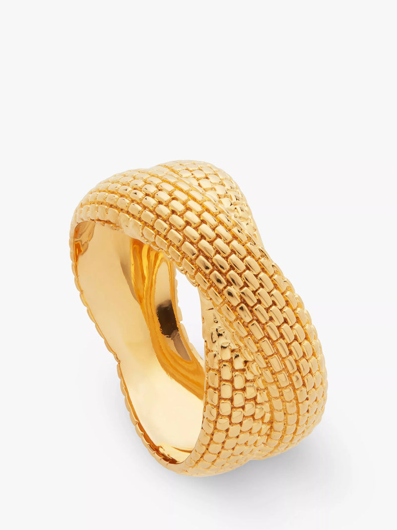 Monica Vinader Heirloom Woven Cross Ring Gold