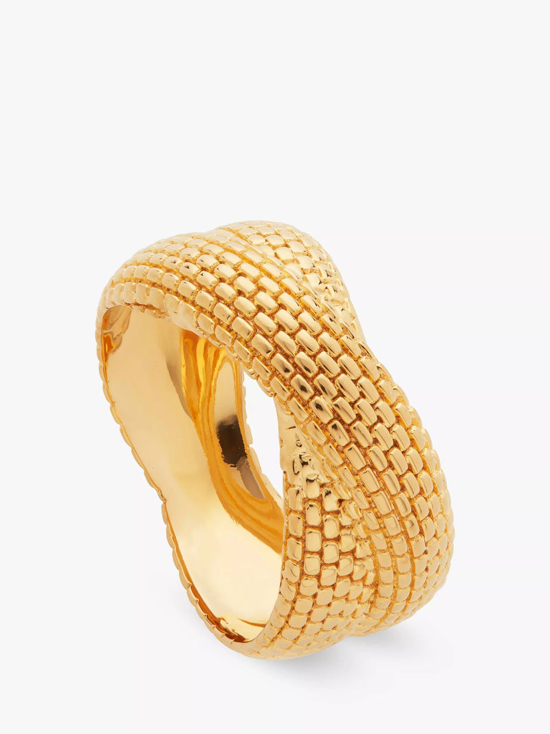 Monica Vinader Heirloom Woven Cross Ring Gold