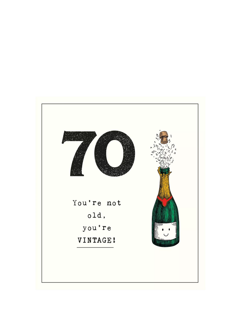 Pigment 70th birthday 'You're Not Old' greeting card, imported from the UK