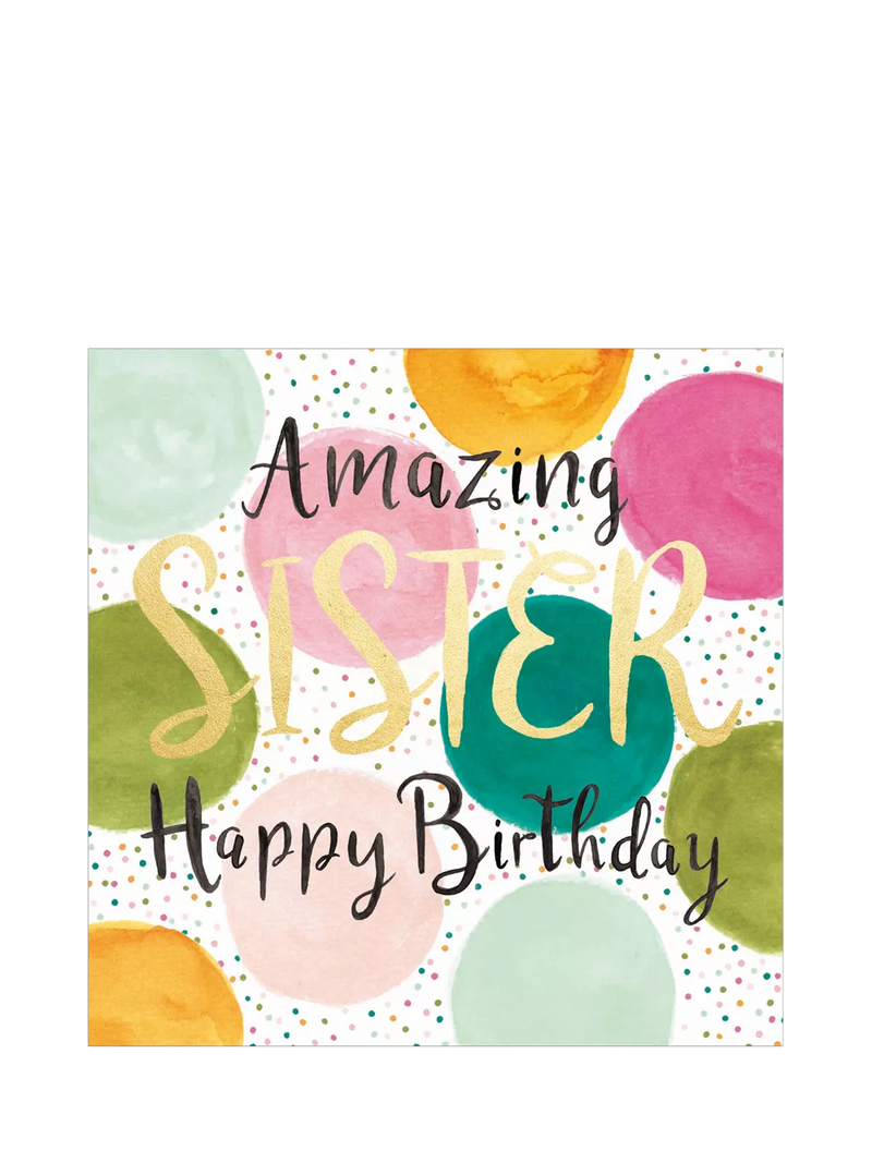 Woodmansterne Colour Splash birthday card for sister - British product