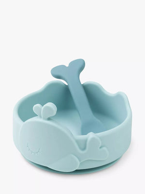 Silicone Stick & Stay Bowl and Spoon Set for Toddler Feeding