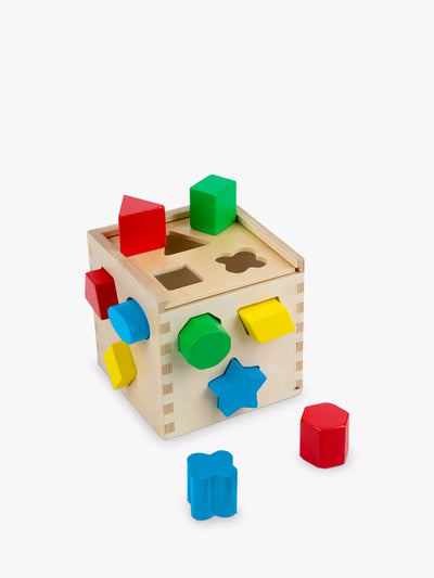 John Lewis Wooden Shape Sorting Cube with 12 Chunky Shapes- Buy online at McGrocer