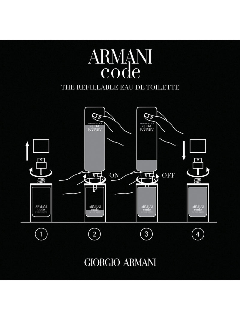 Giorgio Armani Code eau de toilette refillable bottle 150ml, imported from the UK