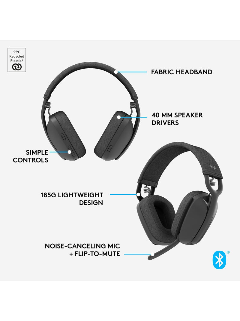 Logitech Zone Vibe 100 wireless headset Graphite, UK version