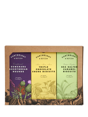 Assorted Biscuit Trio with Demerara Shortbread, Triple Chocolate Chunk, and Sea Salted Caramel, 600g
