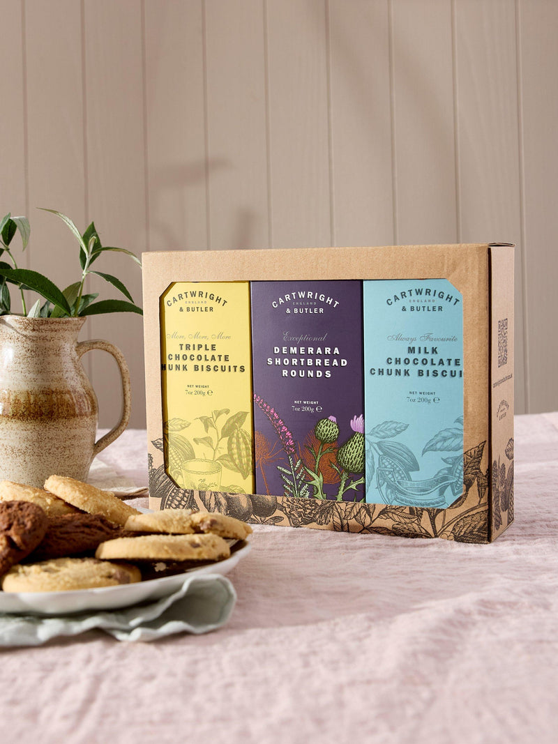 Cartwright & Butler assorted biscuit trio with three varieties including Demerara shortbread, 600g - British product