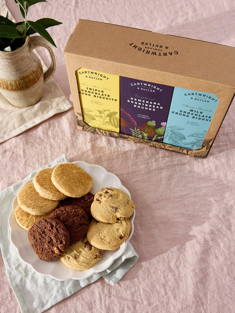Cartwright & Butler assorted biscuit trio with three varieties including Demerara shortbread, 600g - British product