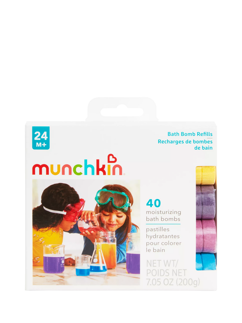 Munchkin kids' moisturising colour bath bombs pack of 40, UK version