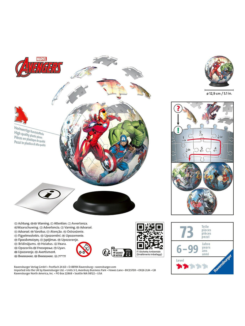 Ravensburger Disney Avengers 3D puzzle ball 72 pieces, imported from the UK