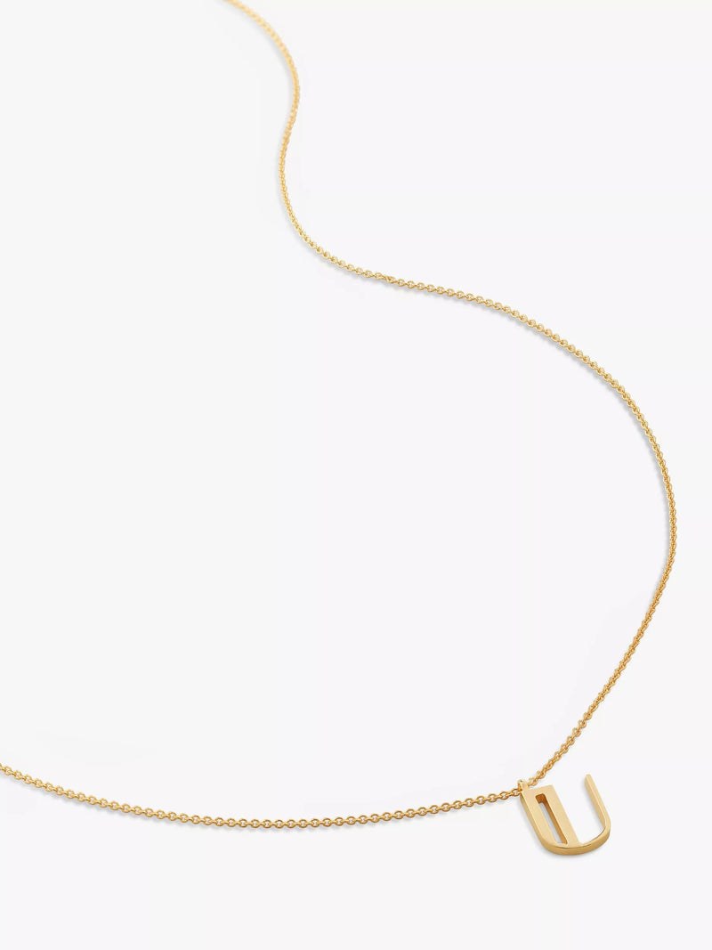 Monica Vinader Alphabet Pendant Necklace, Gold, U