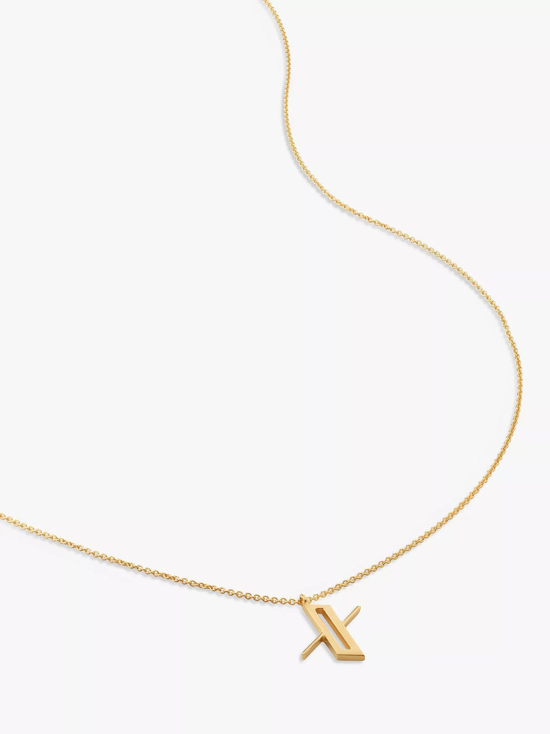 Monica Vinader Alphabet Pendant Necklace, Gold, X