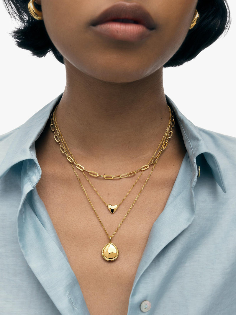 Monica Vinader heart pebble necklace in gold on adjustable chain (British brand)