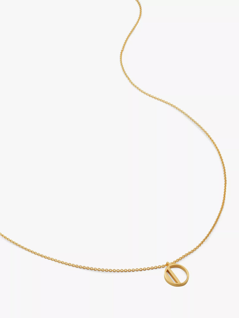 Monica Vinader Alphabet Pendant Necklace, Gold, O