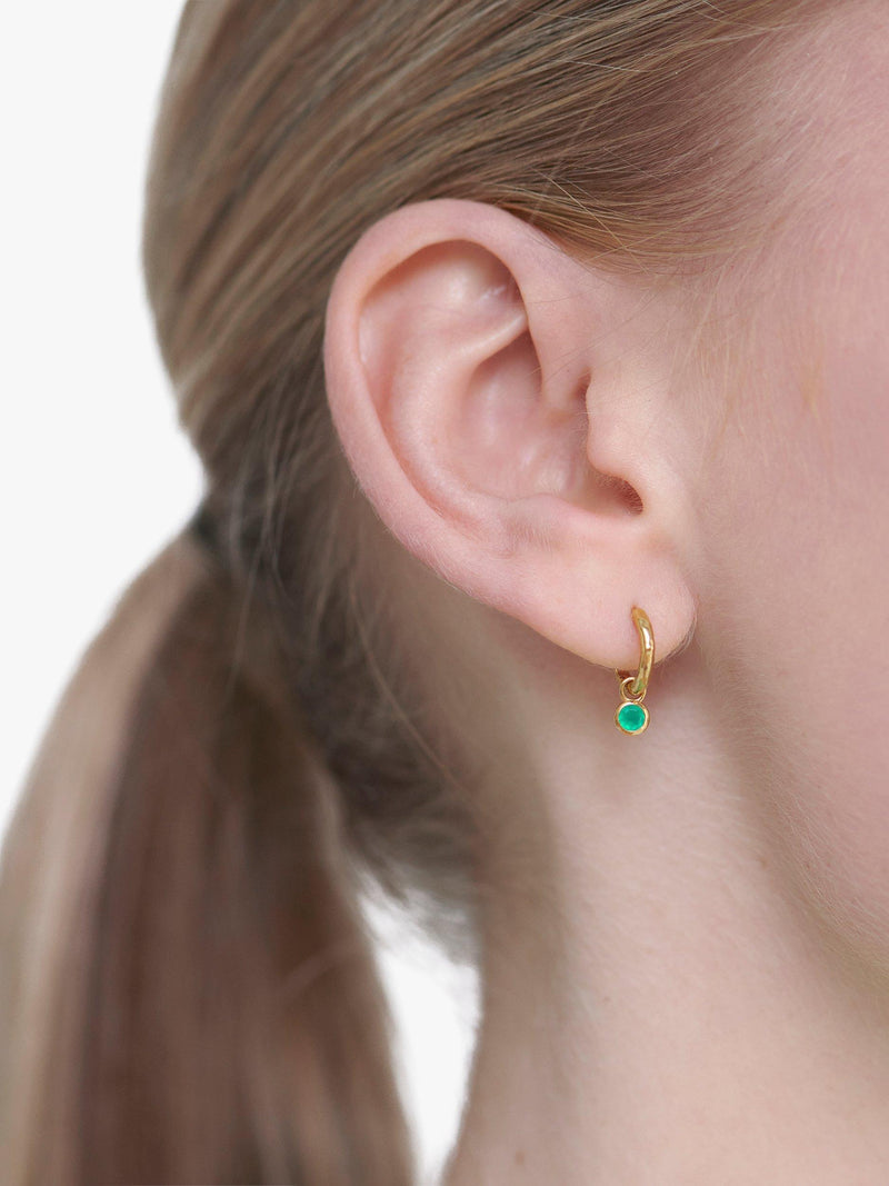 Monica Vinader Mini Gem Huggie Earrings Green Onyx, imported from the UK
