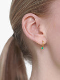 Monica Vinader Mini Gem Huggie Earrings Green Onyx, imported from the UK