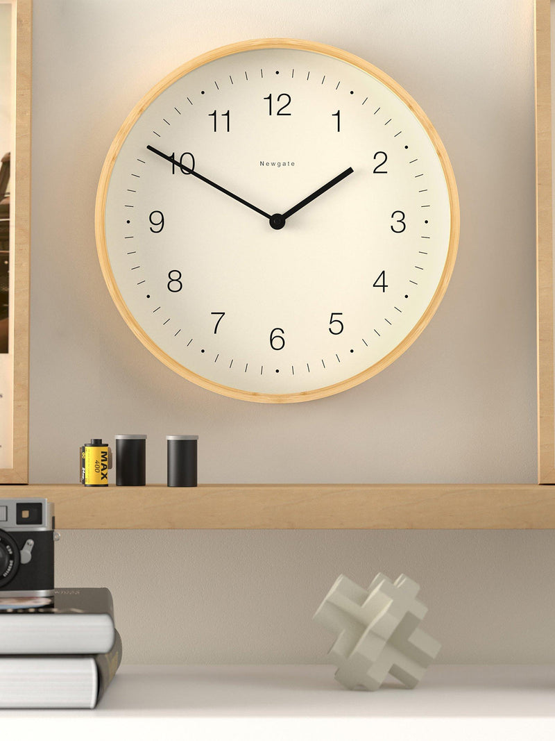 Newgate Clocks bamboo wall clock 38cm, imported from the UK