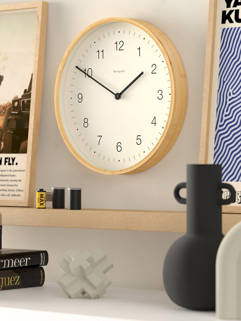 Newgate Clocks bamboo wall clock 38cm, imported from the UK