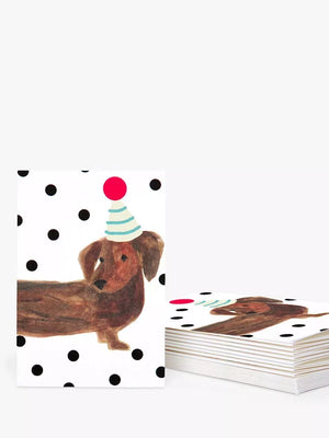 Caroline Gardner Party Sausage Dog Note Cards White Multi Pack of 10